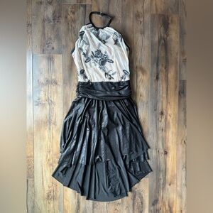 Curtain Call Costumes Black Lace Halter Formal Dress Layered Gothic Prom Pageant